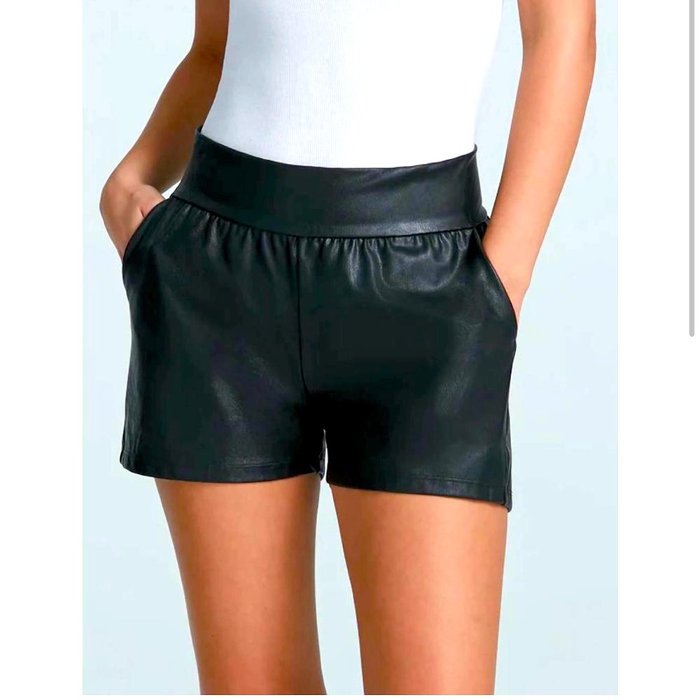 Commando High Waist Black Leather Shorts